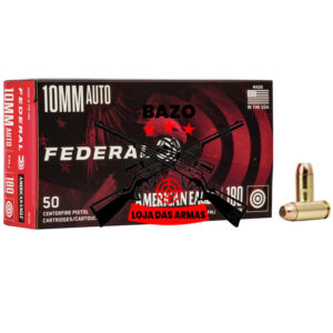 Munição FEDERAL AMERICAN EAGLE 10MM AUTO FMJ PP 180 Grains – Cx 50