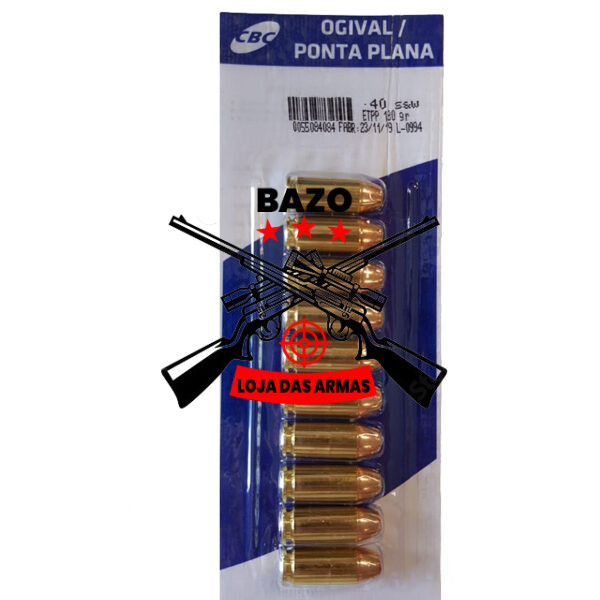 Munição CBC 40 SW ETPP 180GR Munição CBC 40 SW ETPP 180GR
