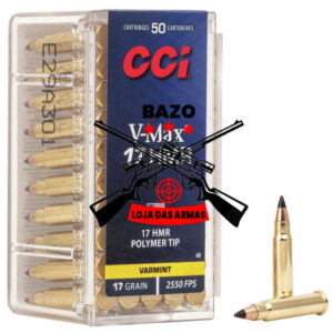 Munição CCI 17HMR V-MAX Polymer-tip 17 Grains – Cx 50