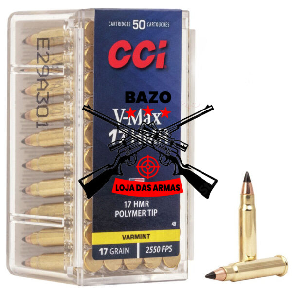 Munição CCI 17HMR V-MAX Polymer-tip 17 Grains – Cx 50
