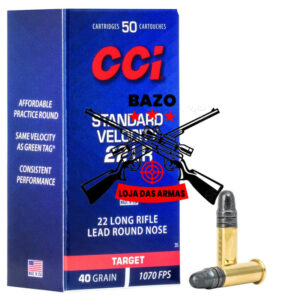 Munição CCI 22LR STANDARD VELOCITY TARGET OGIVAL 40GR – CX 50 Munição CCI 22LR STANDARD VELOCITY TARGET OGIVAL 40GR – CX 50