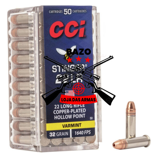 Munição CCI 22LR Stinger HP 32 Grains – Cx 50 Munição CCI 22LR Stinger HP 32 Grains – Cx 50