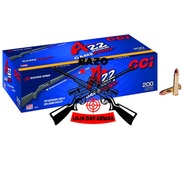 Munição CCI 22WMR MAGUM GAMEPOINT JACKETED SOFT POINT 35GR – CX200