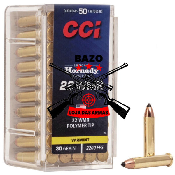 Munição CCI 22WMR MAGUM V-MAX POLYMER TIP 30GR – CX50