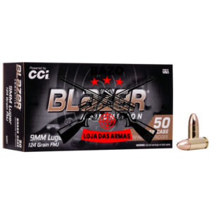 Munição CCI BLASER 9mm LUGER FMJ 124 Grains – Cx 50 Munição CCI BLASER 9mm LUGER FMJ 124 Grains – Cx 50