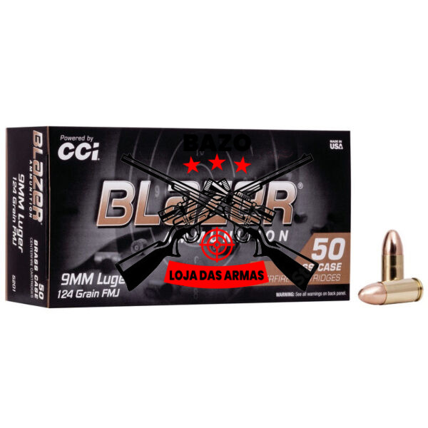 Munição CCI BLASER 9mm LUGER FMJ 124 Grains – Cx 50 Munição CCI BLASER 9mm LUGER FMJ 124 Grains – Cx 50