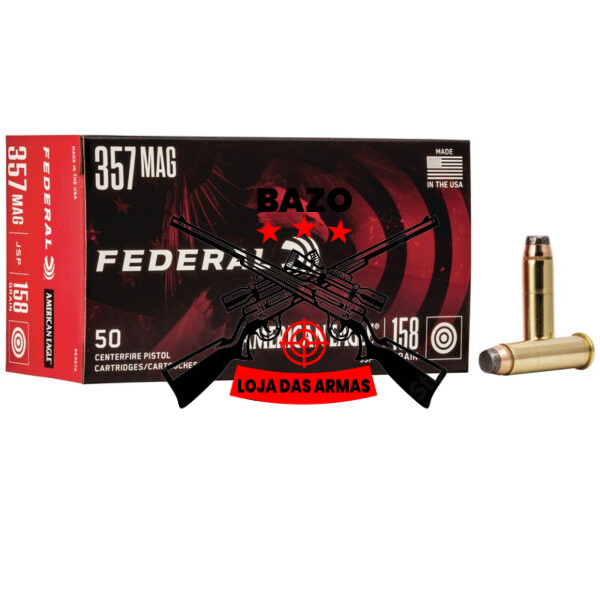 Munição Federal 357 MAGUM JACKETED SOFT POINT 158GR – CX 50