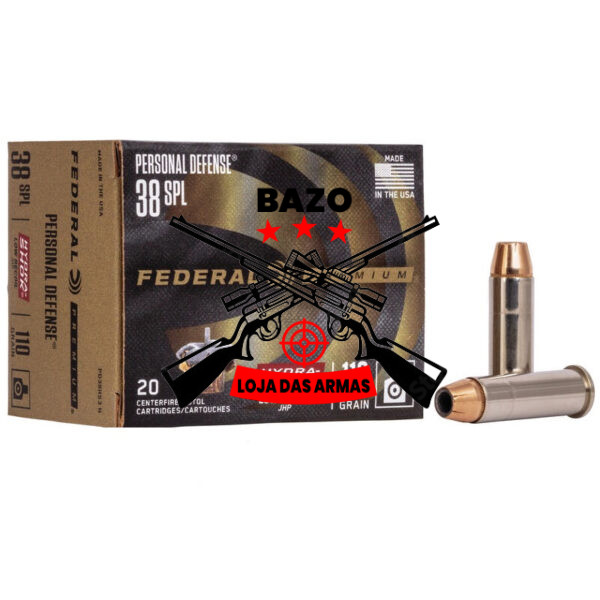 Munição Federal 38 SPL HYDRA_SHOCK JHP 110GR – CX 20